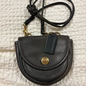 Coach Black Leather Crescent Crossbody with Gold Hardware